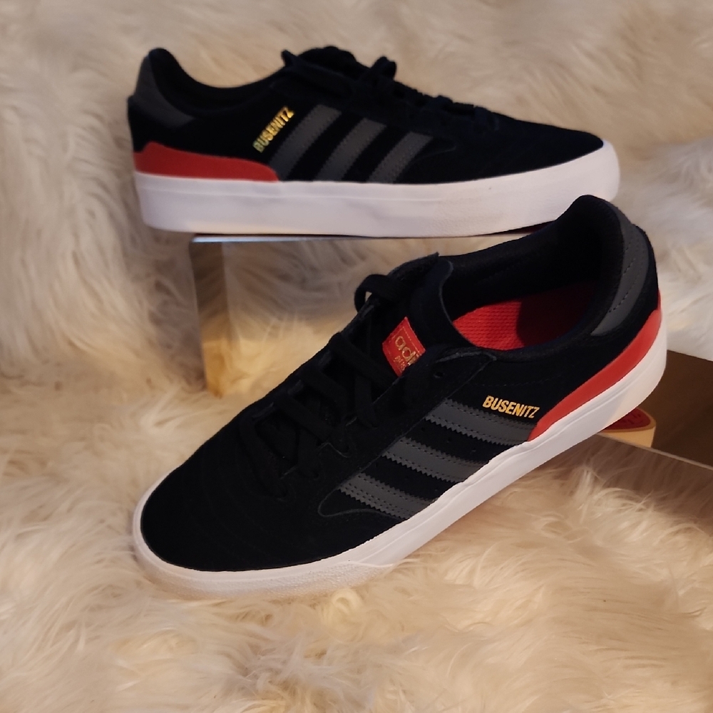 NWOT..  Adidas Busenitz Black with Red and Gold Accents